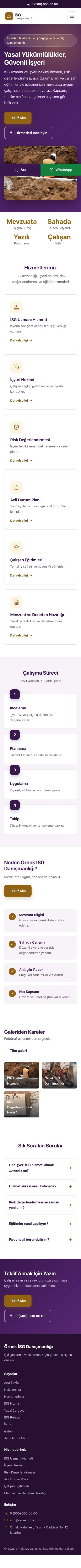 Klasik Mor Turuncu – İş Sağlığı ve Güvenliği Danışmanlığı Web Sitesi mobil görünümü
