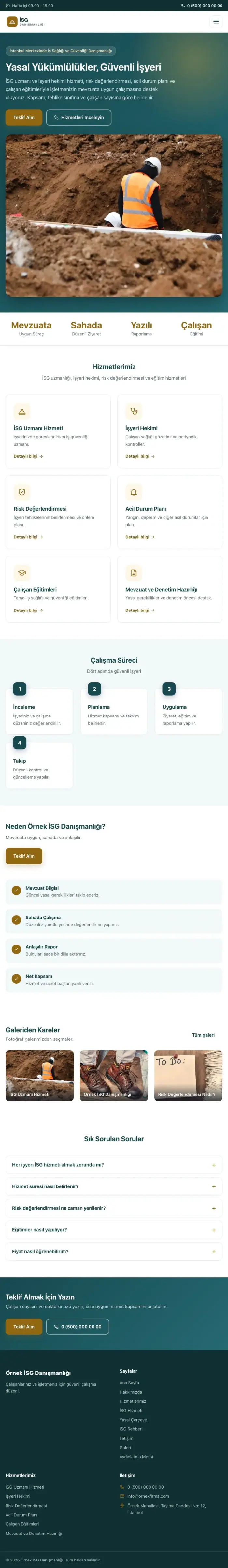 Klasik Petrol Amber – İş Sağlığı ve Güvenliği Danışmanlığı Web Sitesi tablet görünümü