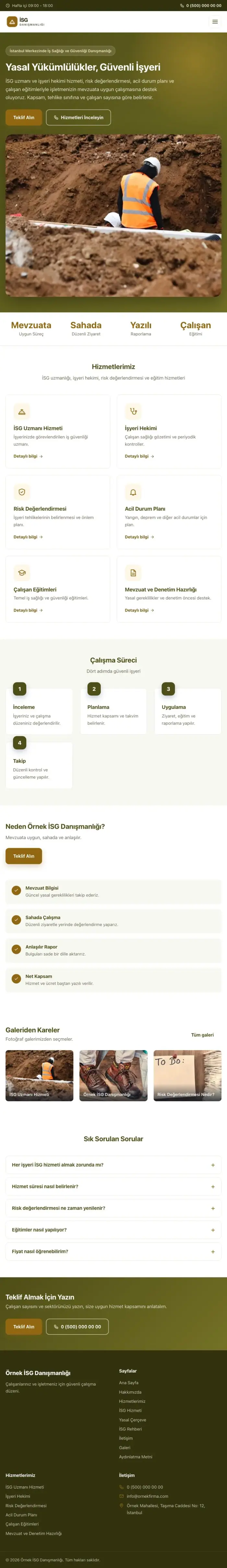 Klasik Zeytin Amber – İş Sağlığı ve Güvenliği Danışmanlığı Web Sitesi tablet görünümü
