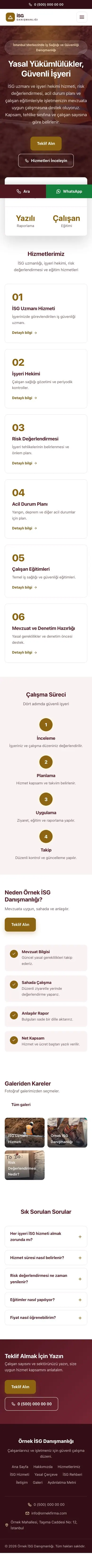 Merkez Bordo Amber – İş Sağlığı ve Güvenliği Danışmanlığı Web Sitesi mobil görünümü