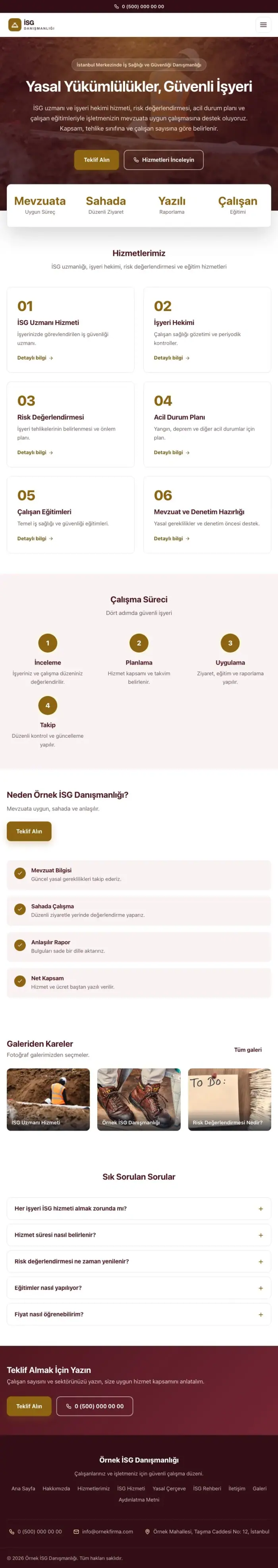 Merkez Bordo Amber – İş Sağlığı ve Güvenliği Danışmanlığı Web Sitesi tablet görünümü