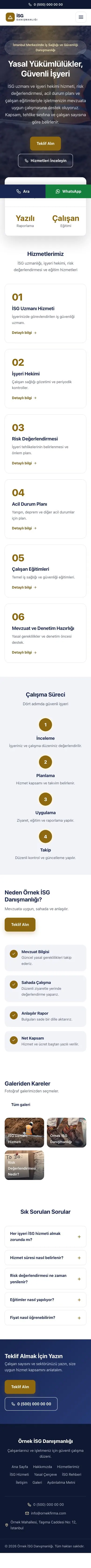 Merkez Lacivert Amber – İş Sağlığı ve Güvenliği Danışmanlığı Web Sitesi mobil görünümü