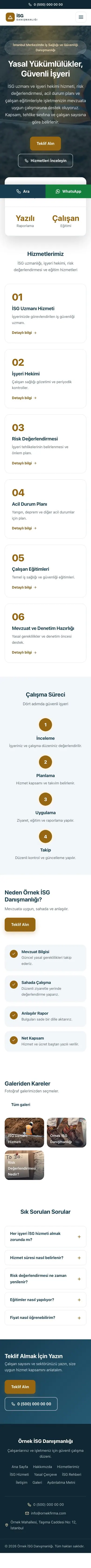 Merkez Mavi Turuncu – İş Sağlığı ve Güvenliği Danışmanlığı Web Sitesi mobil görünümü
