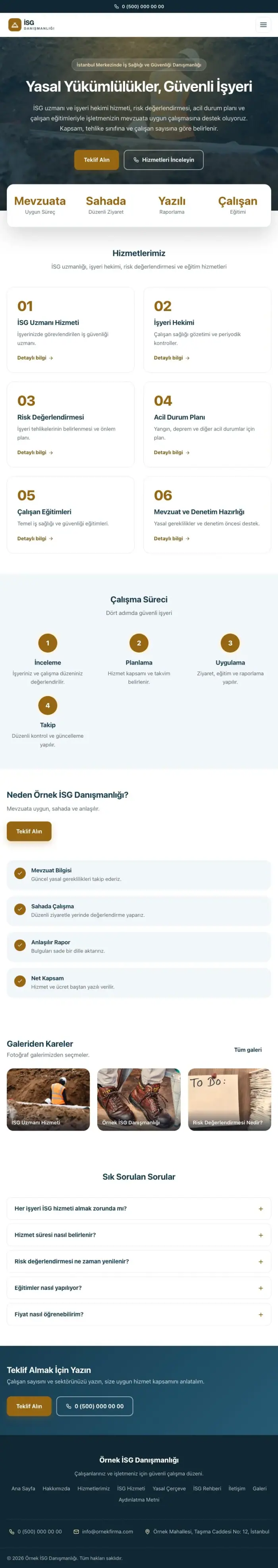 Merkez Mavi Turuncu – İş Sağlığı ve Güvenliği Danışmanlığı Web Sitesi tablet görünümü