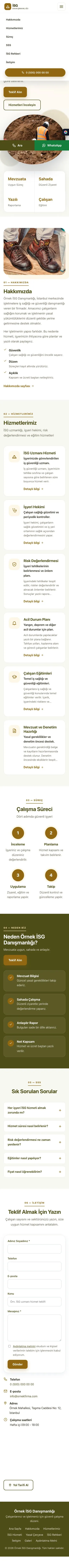 Tek Sayfa Zeytin Amber – İş Sağlığı ve Güvenliği Danışmanlığı Web Sitesi mobil görünümü