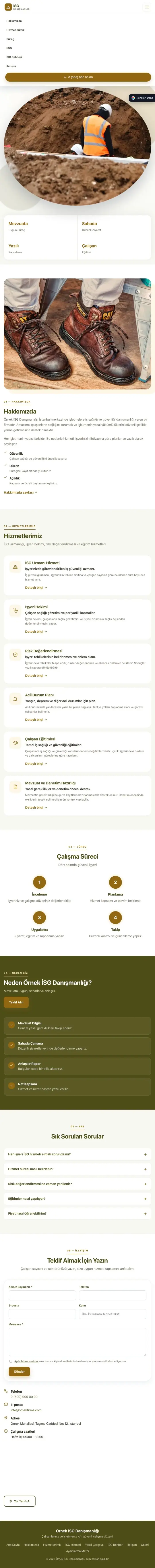 Tek Sayfa Zeytin Amber – İş Sağlığı ve Güvenliği Danışmanlığı Web Sitesi tablet görünümü