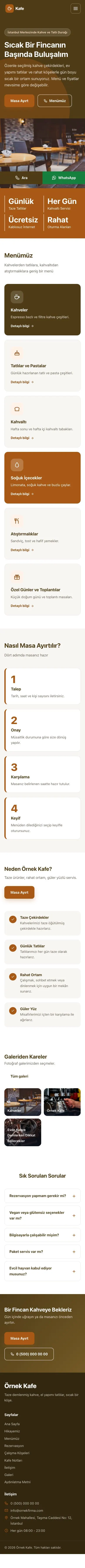 Blok Kahve Turuncu – Kafe Web Sitesi mobil görünümü