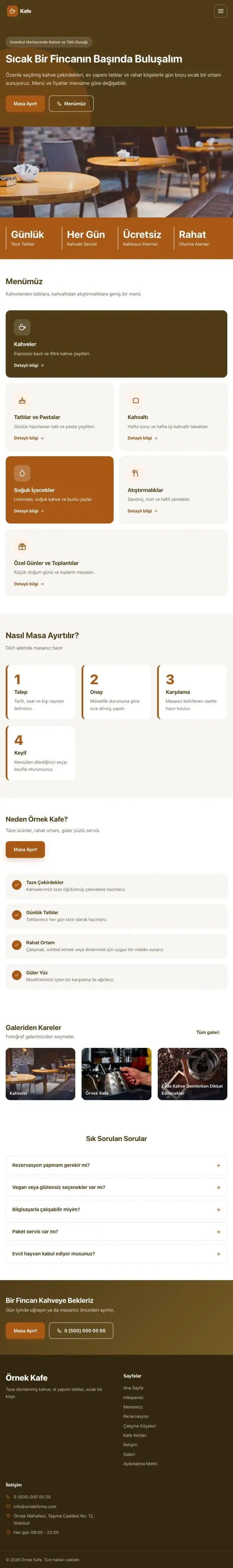 Blok Kahve Turuncu – Kafe Web Sitesi tablet görünümü