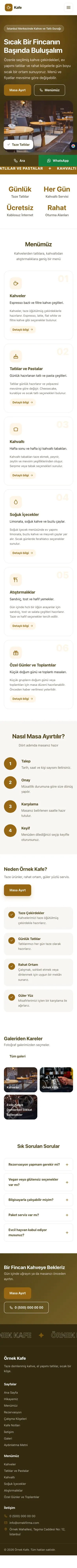 Hareketli Kahve Turuncu – Kafe Web Sitesi mobil görünümü