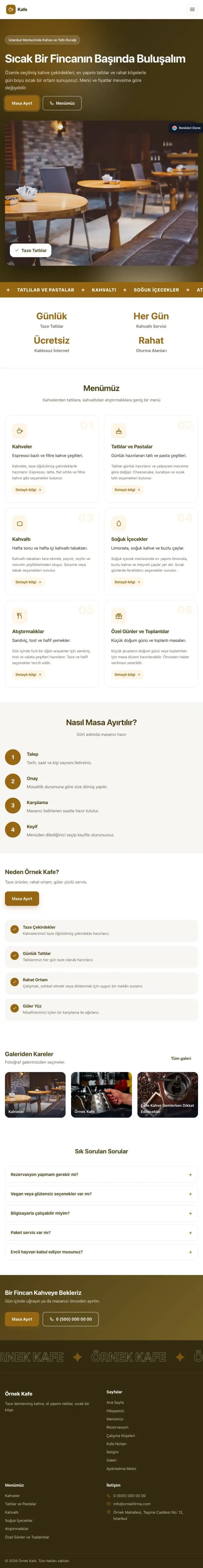 Hareketli Kahve Turuncu – Kafe Web Sitesi tablet görünümü