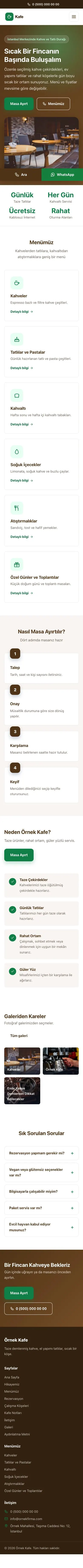 Klasik Kahve Yeşil – Kafe Web Sitesi mobil görünümü