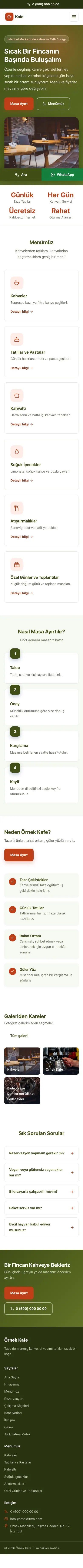 Klasik Yeşil Turuncu – Kafe Web Sitesi mobil görünümü