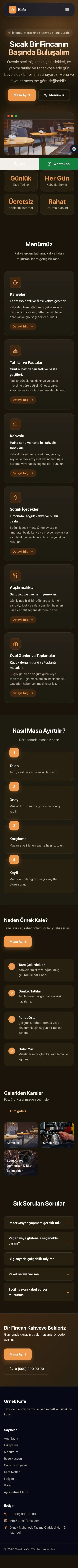 Koyu Modern Kahve Turuncu – Kafe Web Sitesi mobil görünümü