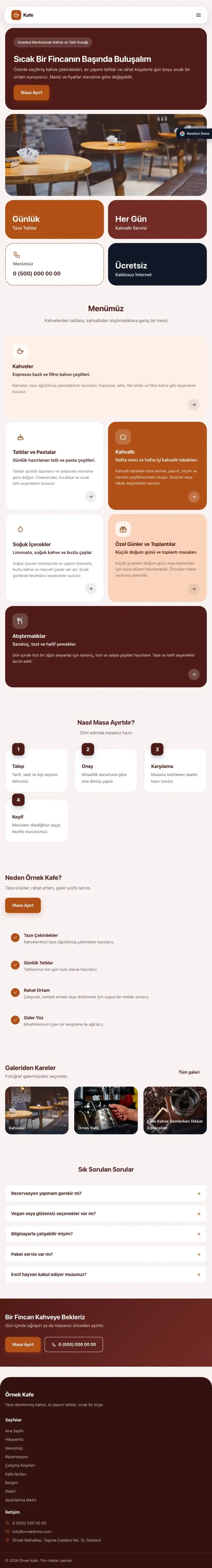 Mozaik Bordo Turuncu – Kafe Web Sitesi tablet görünümü