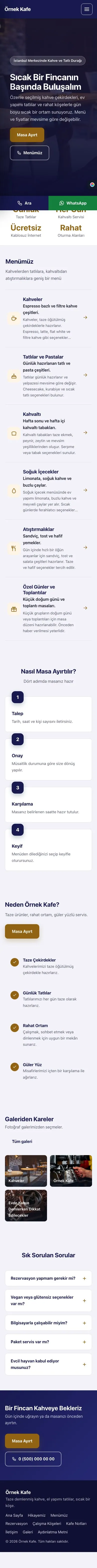Sol Menü Lacivert Turuncu – Kafe Web Sitesi mobil görünümü