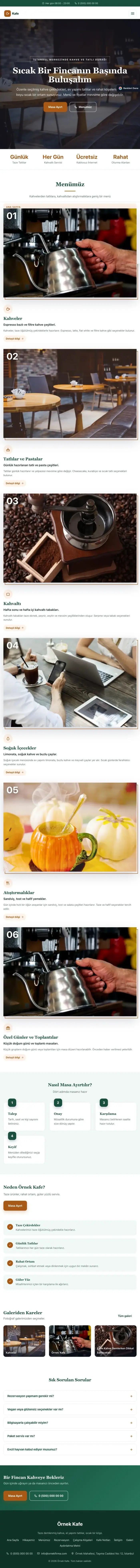 Zigzag Petrol Turuncu – Kafe Web Sitesi tablet görünümü