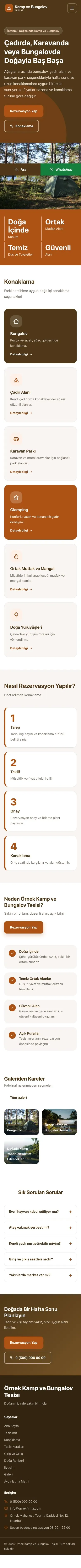 Blok Kahve Turuncu – Kamp ve Bungalov Web Sitesi mobil görünümü