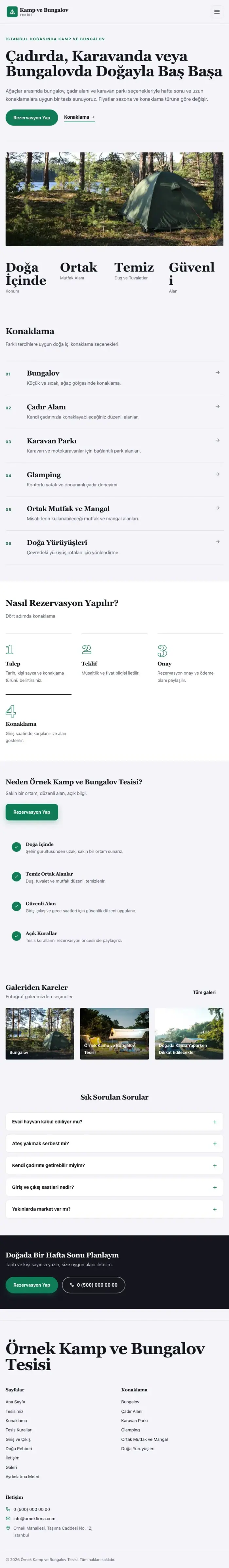 Editoryal Lacivert Turkuaz – Kamp ve Bungalov Web Sitesi tablet görünümü