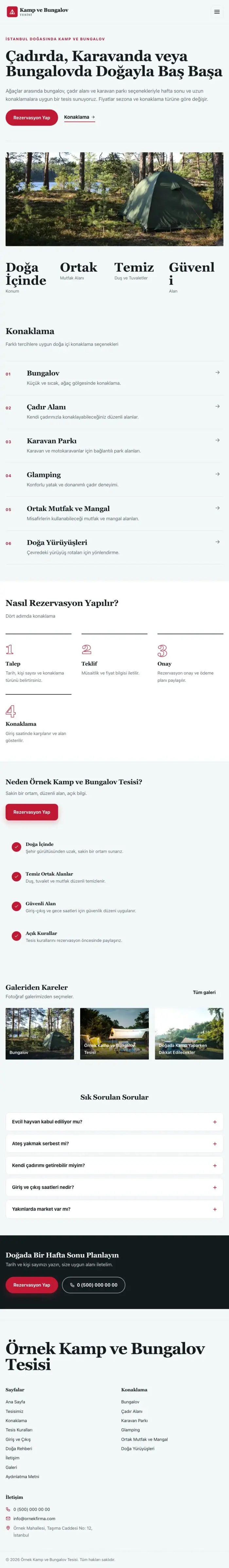 Editoryal Mavi Kırmızı – Kamp ve Bungalov Web Sitesi tablet görünümü