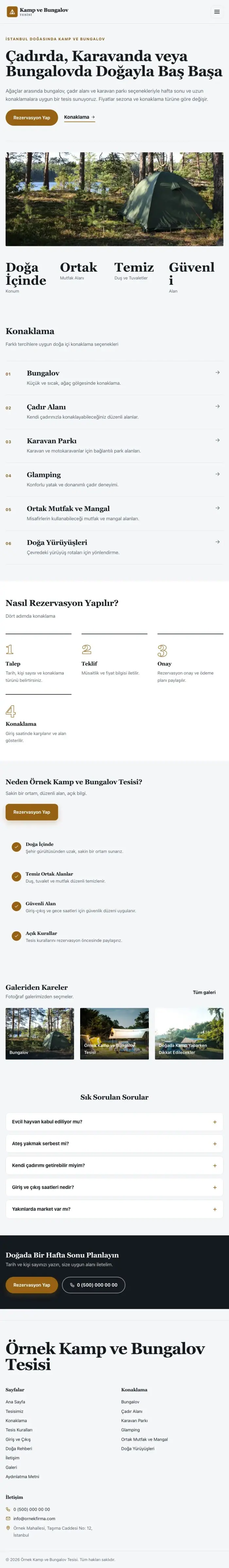 Editoryal Mavi Turuncu – Kamp ve Bungalov Web Sitesi tablet görünümü