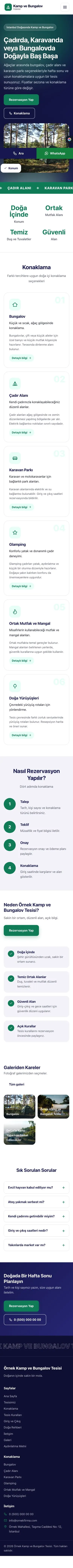 Hareketli Lacivert Turkuaz – Kamp ve Bungalov Web Sitesi mobil görünümü