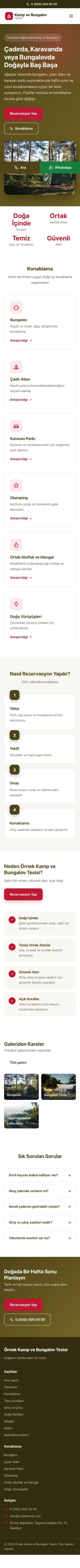 Klasik Zeytin Kırmızı – Kamp ve Bungalov Web Sitesi mobil görünümü