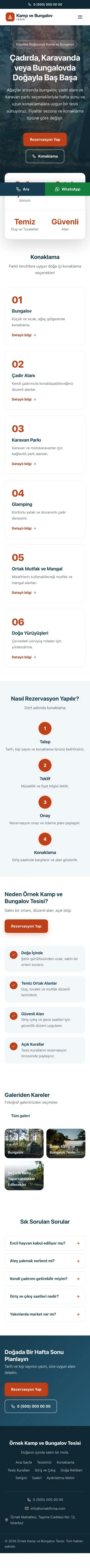 Merkez Mavi Turuncu – Kamp ve Bungalov Web Sitesi mobil görünümü