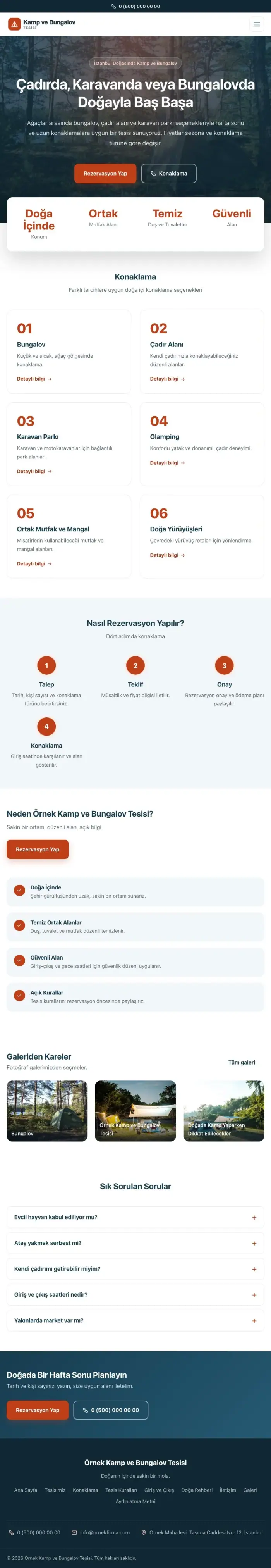 Merkez Mavi Turuncu – Kamp ve Bungalov Web Sitesi tablet görünümü