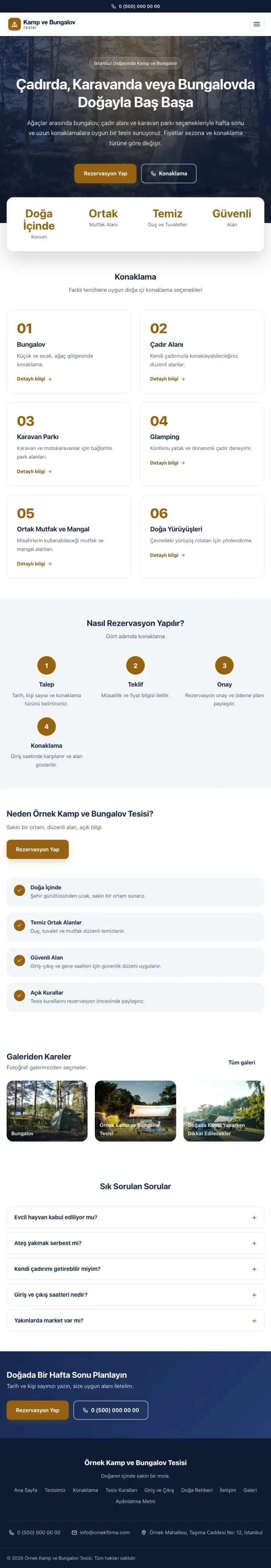 Merkez Mavi Turuncu II – Kamp ve Bungalov Web Sitesi tablet görünümü