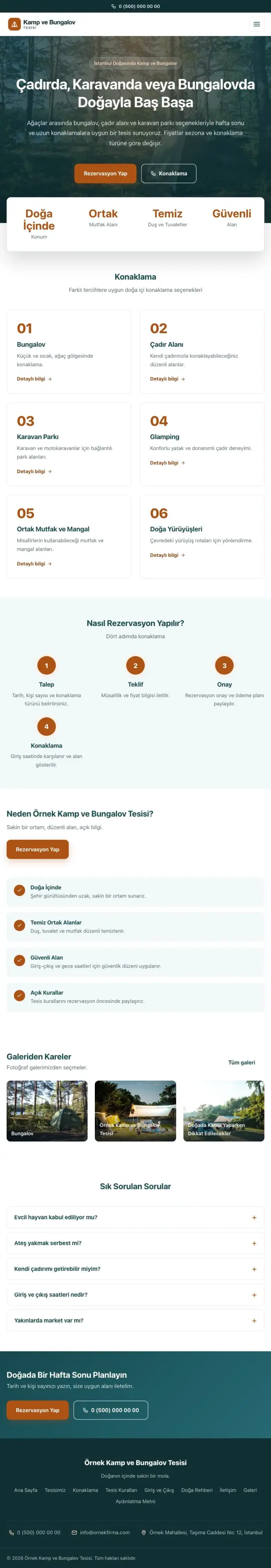 Merkez Petrol Turuncu – Kamp ve Bungalov Web Sitesi tablet görünümü