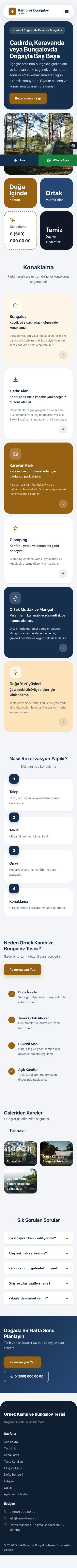 Mozaik Mavi Turuncu – Kamp ve Bungalov Web Sitesi mobil görünümü