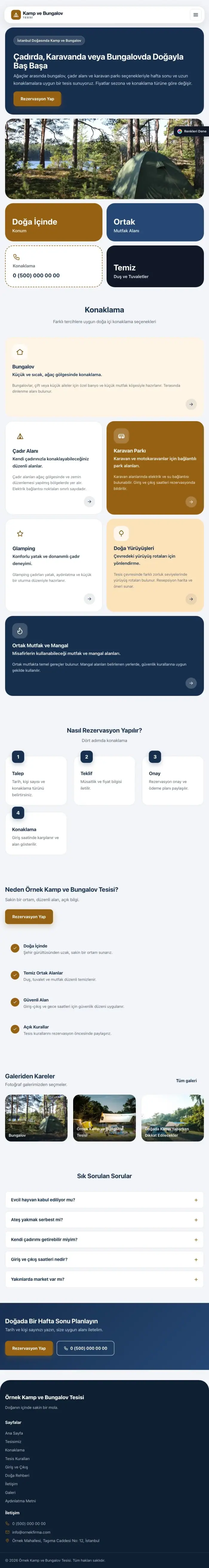 Mozaik Mavi Turuncu – Kamp ve Bungalov Web Sitesi tablet görünümü