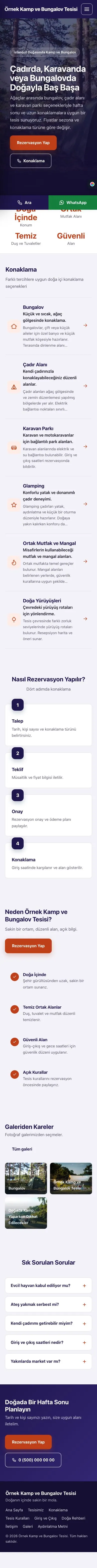 Sol Menü Lacivert Turuncu – Kamp ve Bungalov Web Sitesi mobil görünümü