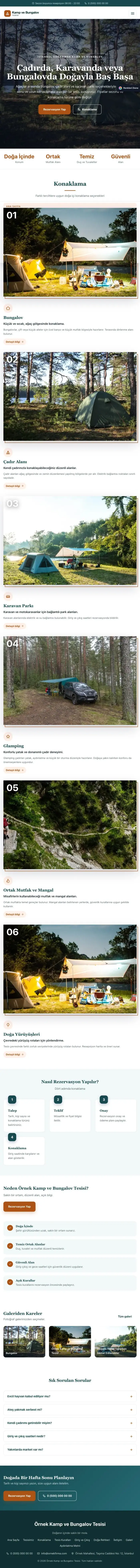 Zigzag Petrol Turuncu – Kamp ve Bungalov Web Sitesi tablet görünümü