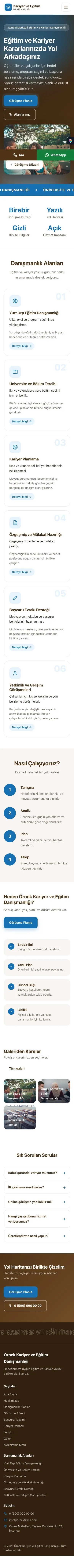Hareketli Kahve Mavi – Kariyer ve Eğitim Danışmanlığı Web Sitesi mobil görünümü