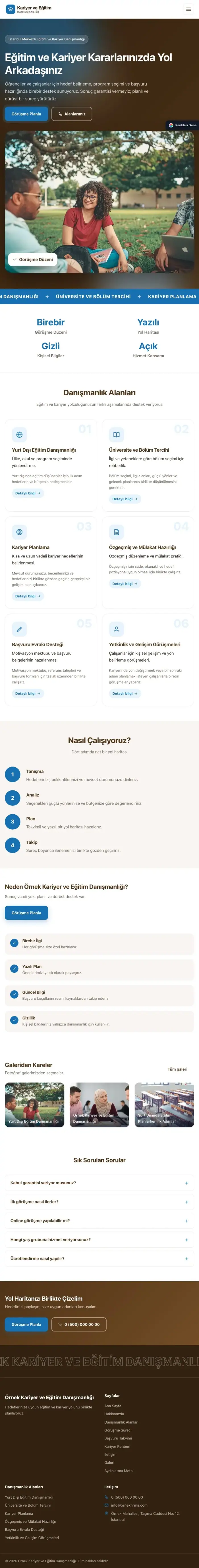 Hareketli Kahve Mavi – Kariyer ve Eğitim Danışmanlığı Web Sitesi tablet görünümü