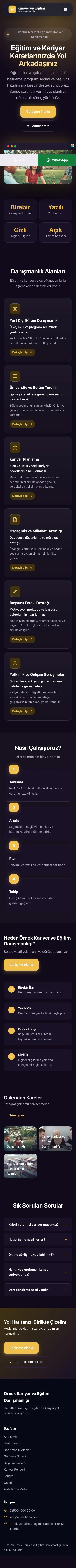Koyu Modern Mor Amber – Kariyer ve Eğitim Danışmanlığı Web Sitesi mobil görünümü