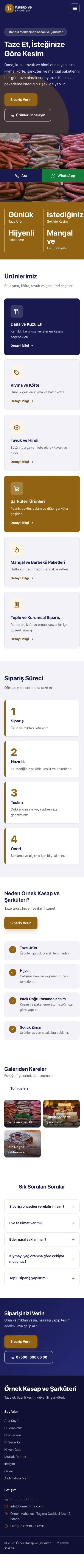 Blok Lacivert Turuncu – Kasap ve Şarküteri Web Sitesi mobil görünümü