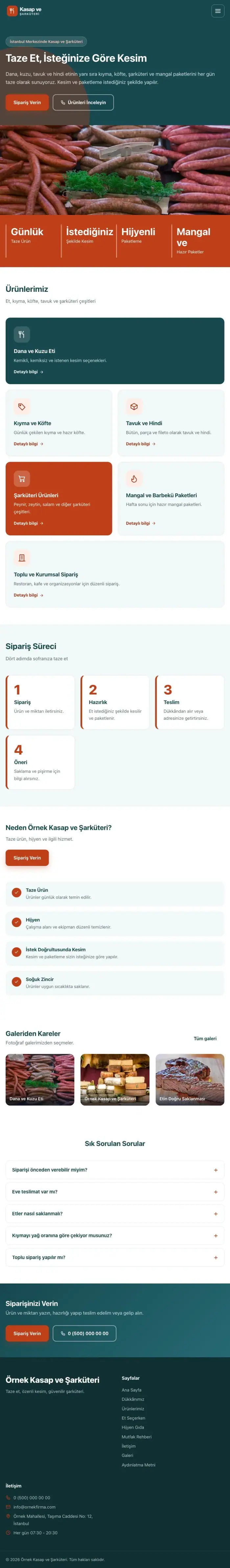Blok Petrol Turuncu – Kasap ve Şarküteri Web Sitesi tablet görünümü