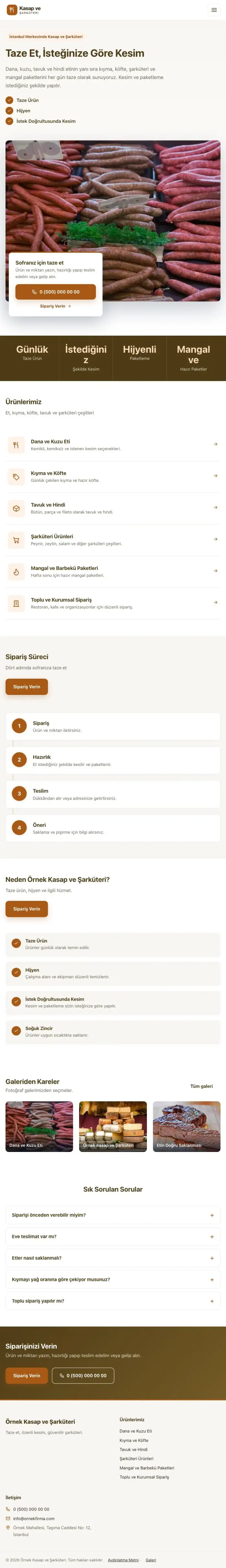 Bölünmüş Kahve Turuncu – Kasap ve Şarküteri Web Sitesi tablet görünümü