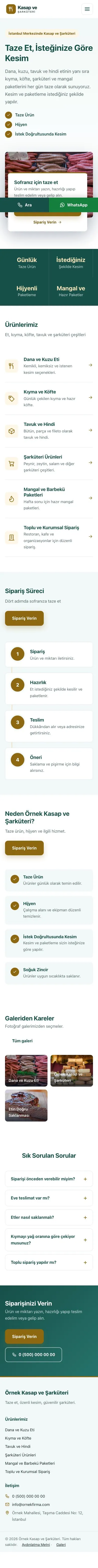 Bölünmüş Petrol Amber – Kasap ve Şarküteri Web Sitesi mobil görünümü