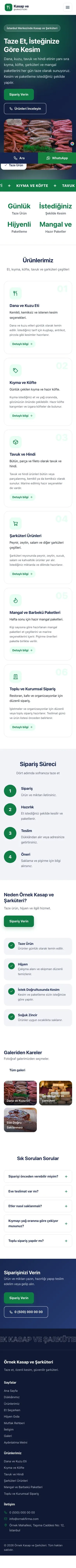 Hareketli Mavi Yeşil – Kasap ve Şarküteri Web Sitesi mobil görünümü