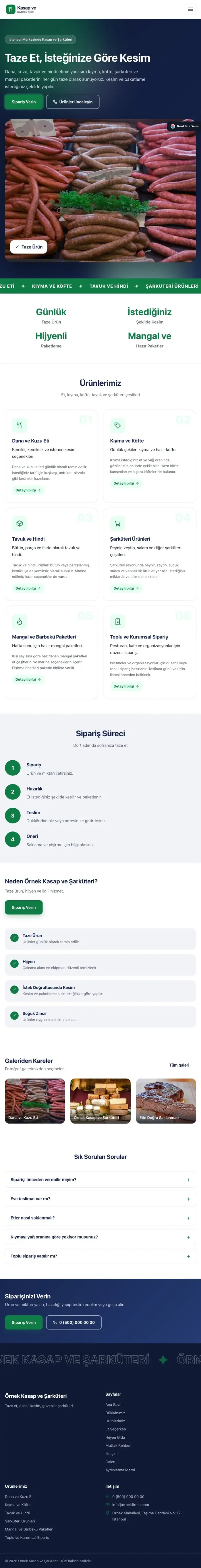 Hareketli Mavi Yeşil – Kasap ve Şarküteri Web Sitesi tablet görünümü