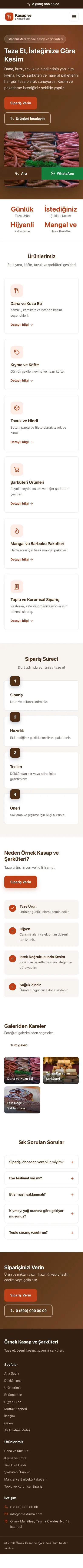 Klasik Kahve Turuncu – Kasap ve Şarküteri Web Sitesi mobil görünümü
