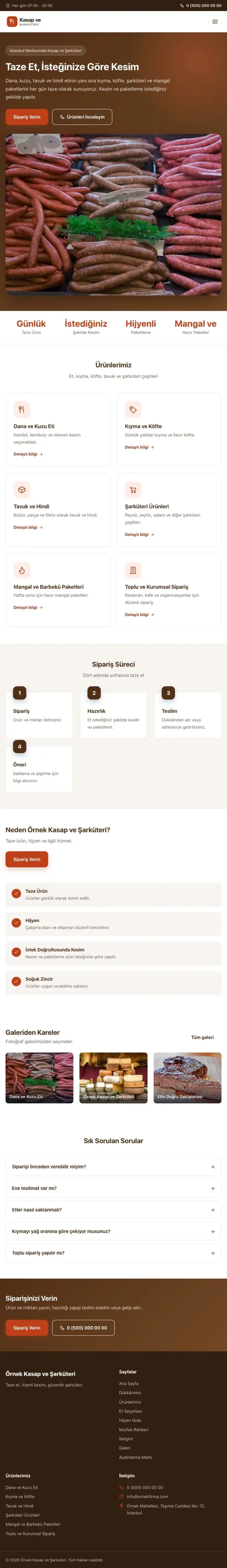 Klasik Kahve Turuncu – Kasap ve Şarküteri Web Sitesi tablet görünümü