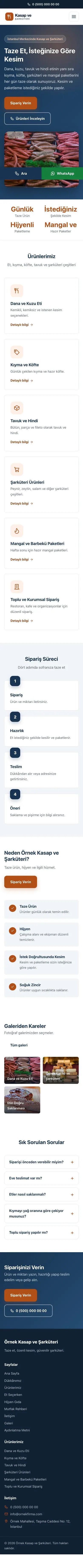 Klasik Mavi Turuncu – Kasap ve Şarküteri Web Sitesi mobil görünümü