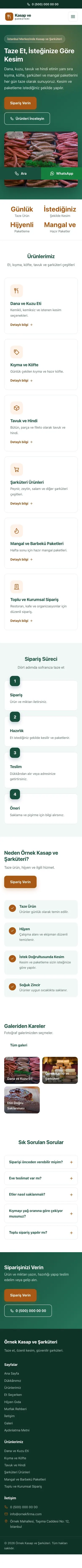 Klasik Petrol Turuncu – Kasap ve Şarküteri Web Sitesi mobil görünümü