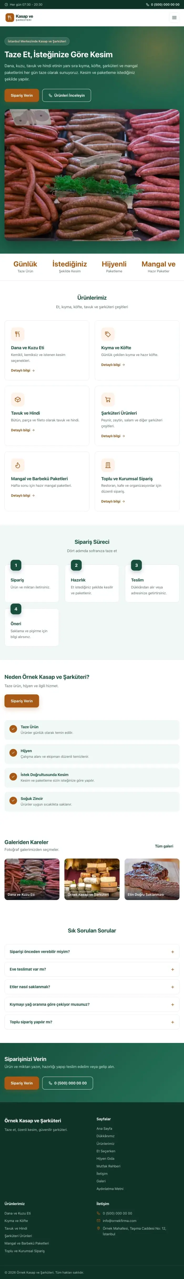 Klasik Petrol Turuncu – Kasap ve Şarküteri Web Sitesi tablet görünümü