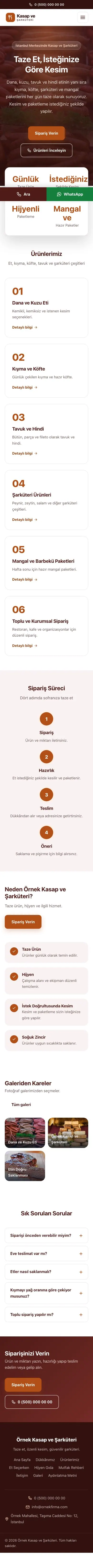 Merkez Bordo Turuncu – Kasap ve Şarküteri Web Sitesi mobil görünümü