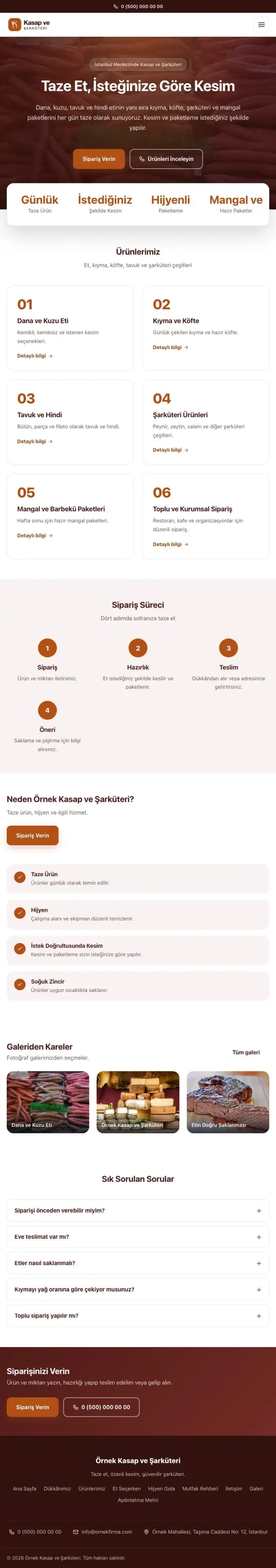 Merkez Bordo Turuncu – Kasap ve Şarküteri Web Sitesi tablet görünümü